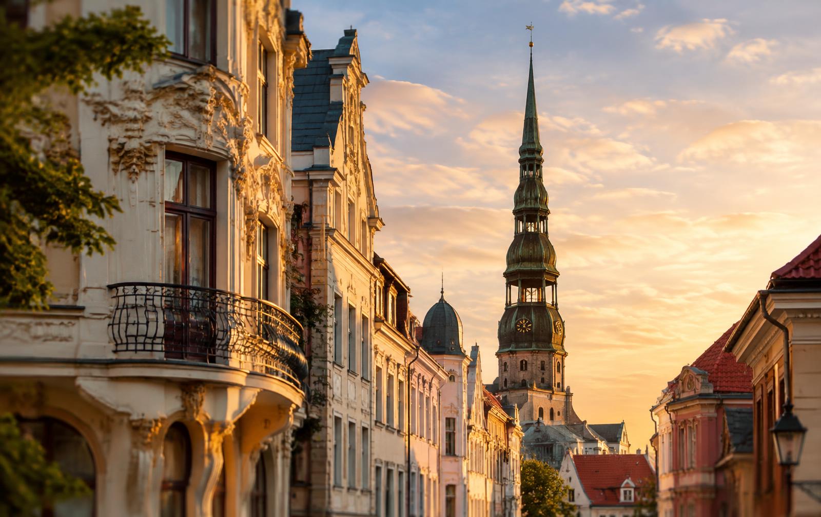Old Town of Riga, Latvia, at sunset